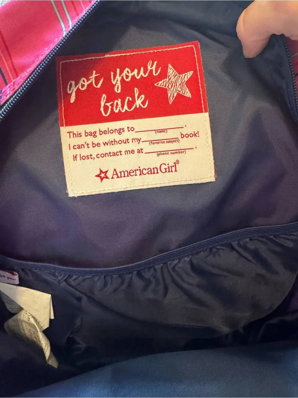 American Girl Backpack and Lunch Bag 16” by 12”